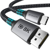 USB C to DisplayPort 1.4 8K Cable, 2M/6.6Ft Thunderbolt 4/3 to DisplayPort 4K@144Hz/120Hz 5K@60Hz 2K@240Hz HBR3 DP1.4 Adapter for 2021 MacBook Pro, M1 Mac Mini, Dell XPS