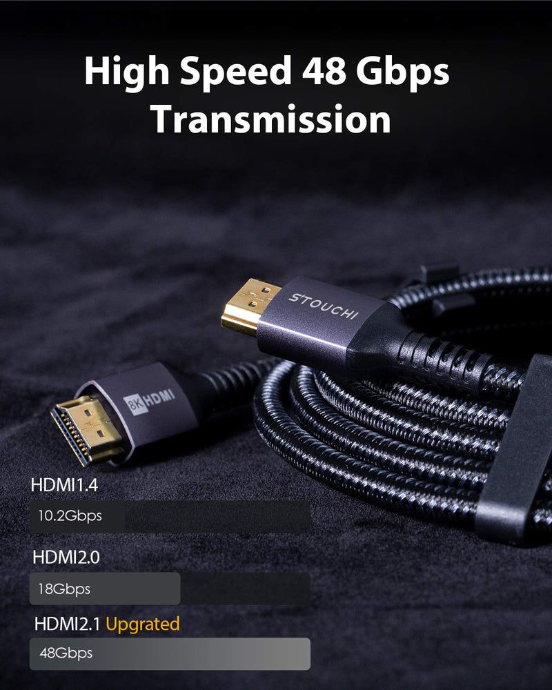 Stouchi HDMI 2.1-kabel, 4 m, 8K Ultra HD 48 Gbps High Speed8K60 4K120 144Hz  RTX 3080 eARC HDR10 4:4:4 HDCP 2.2&2.3 Dolby kompatibel med Fire TV/Roku