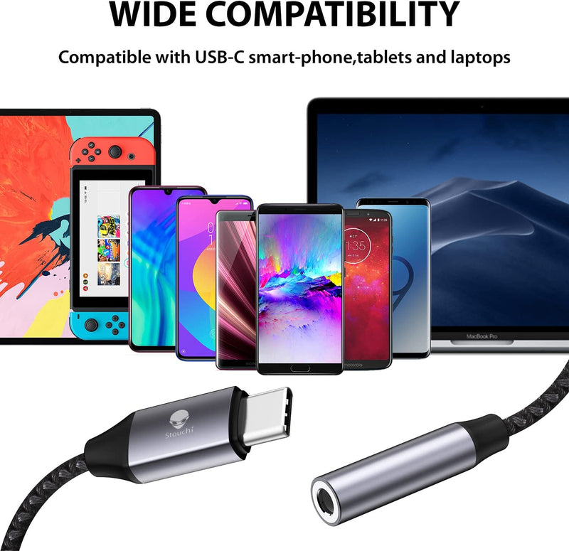 USB C to 3.5mm Adapter, Type C Headphone Audio Jack Cable Cord Hi-Fi Dongle for iPhone 15, Pixel 7 6a, Samsung Galaxy S23 S22 S21